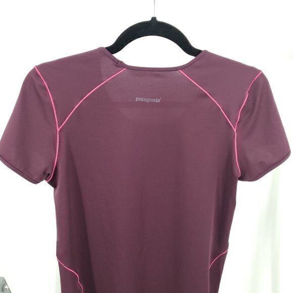 Patagonia Common Threads Short Sleeve Base Layer Shirt M Plum/Maroon/Pink 45605 - Picture 4 of 12